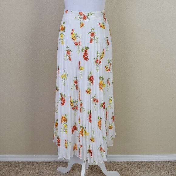 LOFT Pleated Floral Midi Skirt 8 - Picture 4 of 7